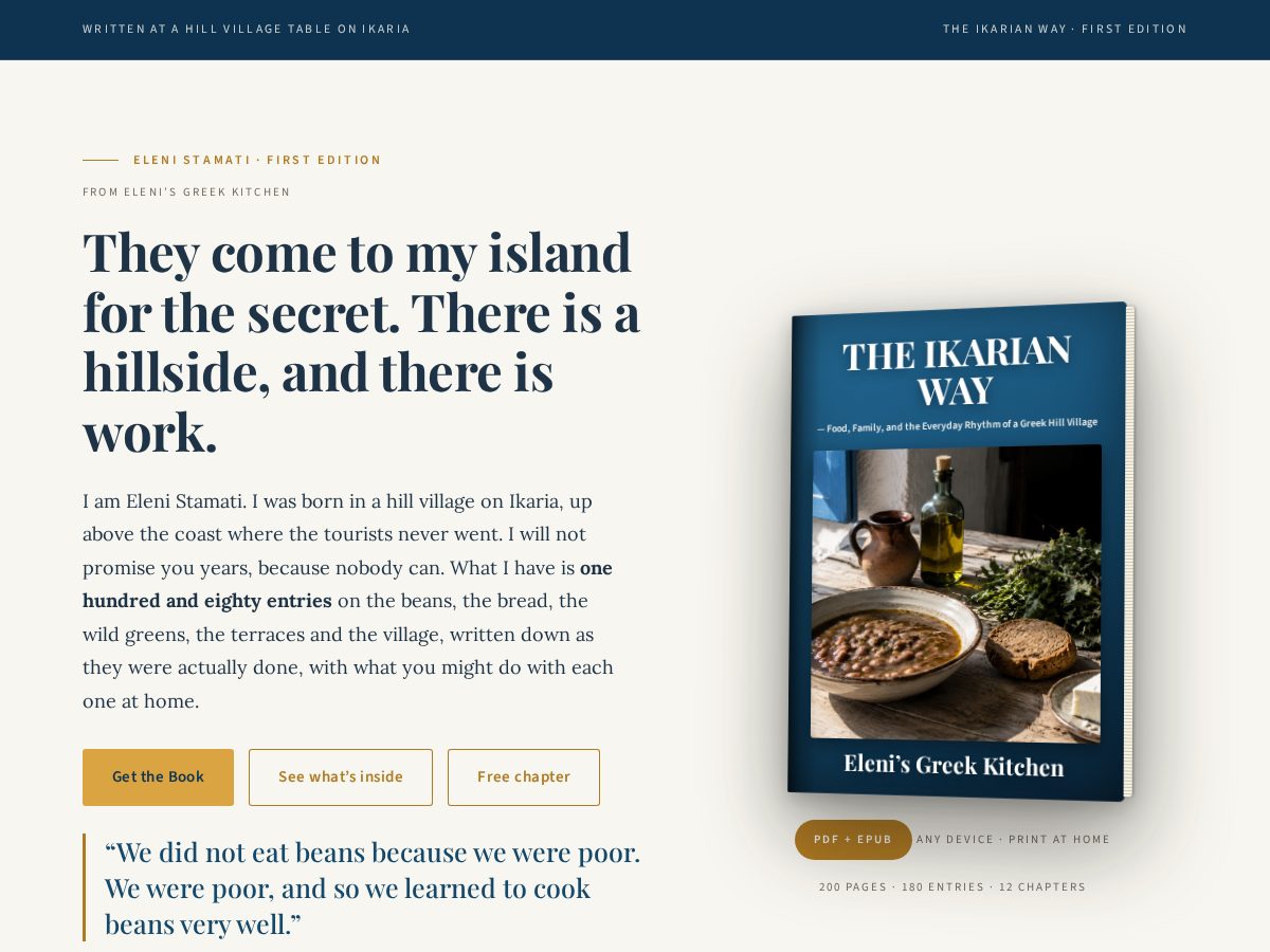 Landing-page snapshot of elenisbooks.com