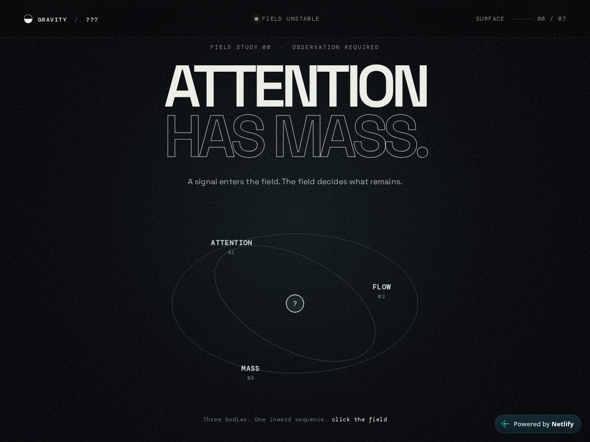 Landing-page snapshot of enterthegravity.com