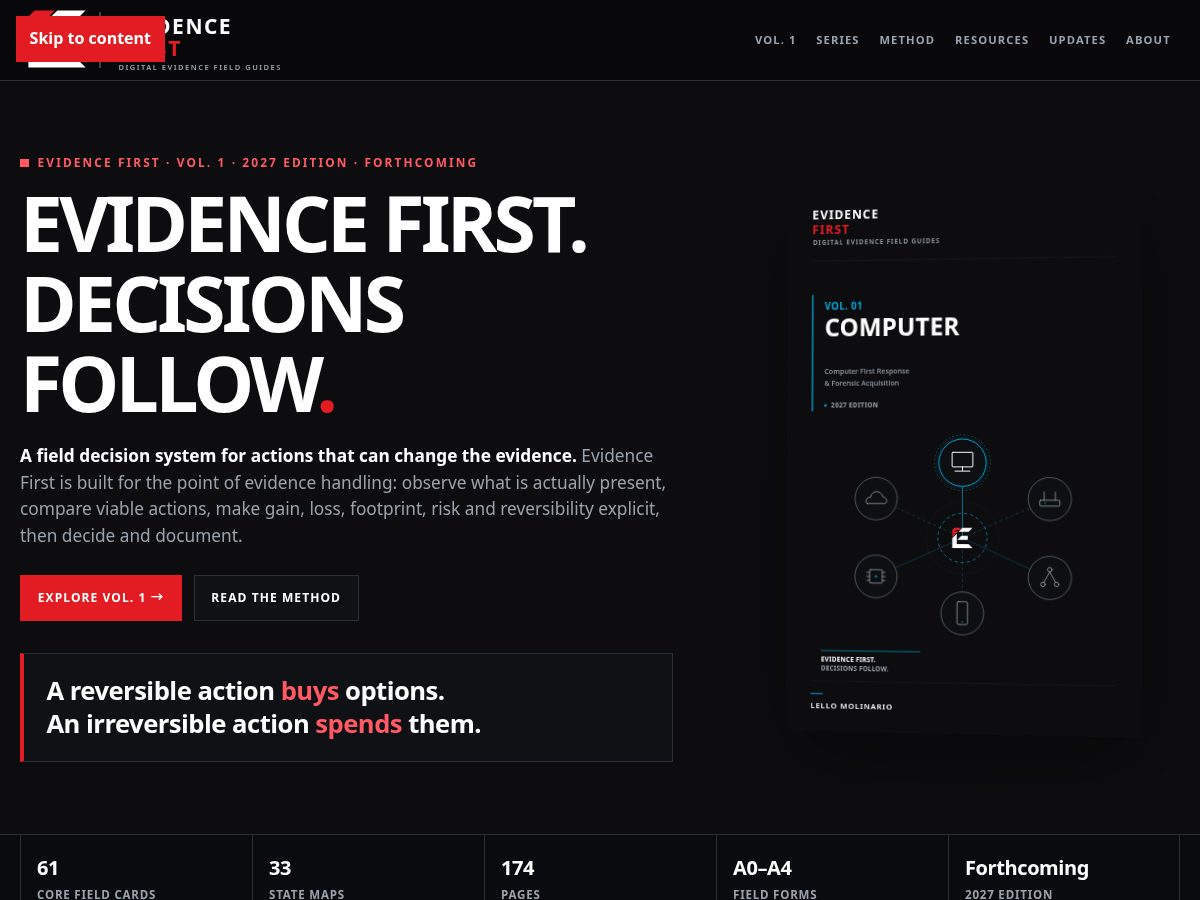 Landing-page snapshot of evidencefirst.guide