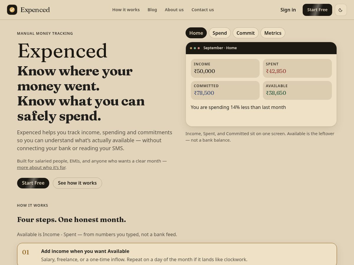 Landing-page snapshot of expenced.com