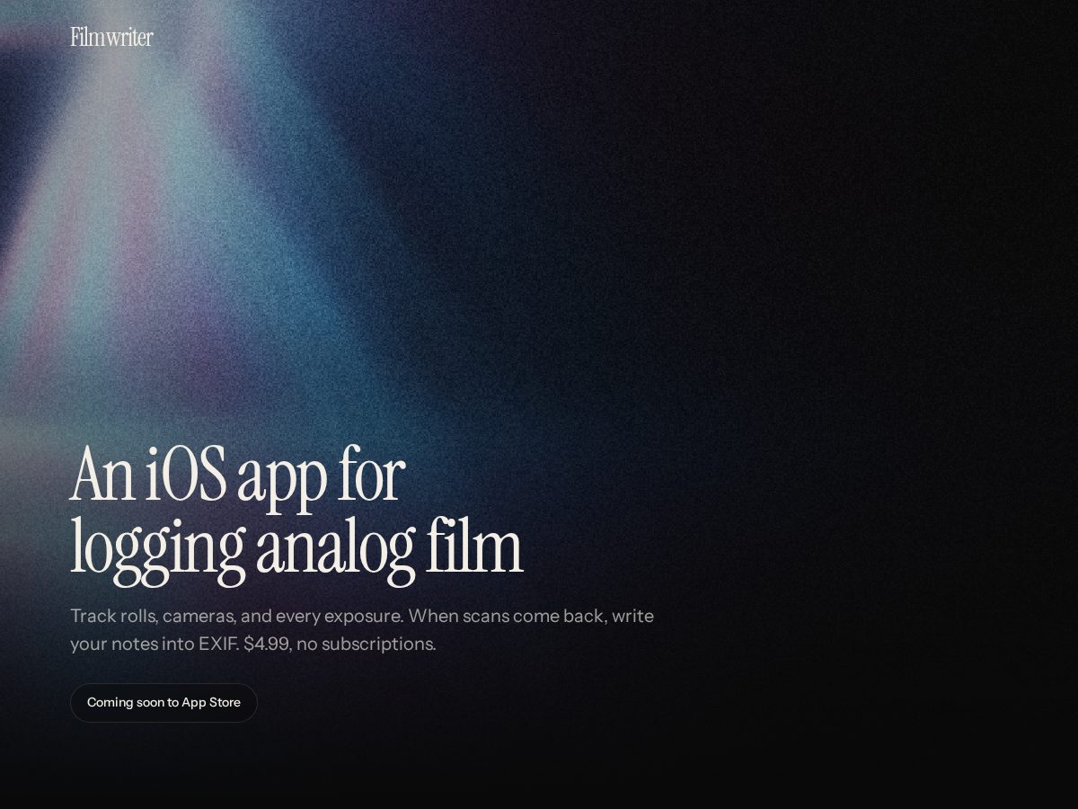 Landing-page snapshot of filmwriter.app