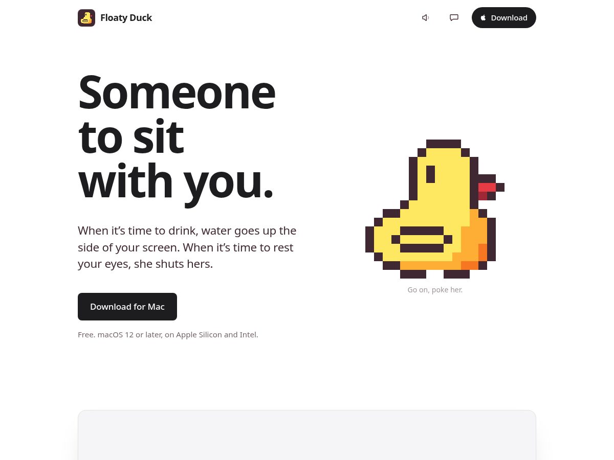 Landing-page snapshot of floatyduck.app