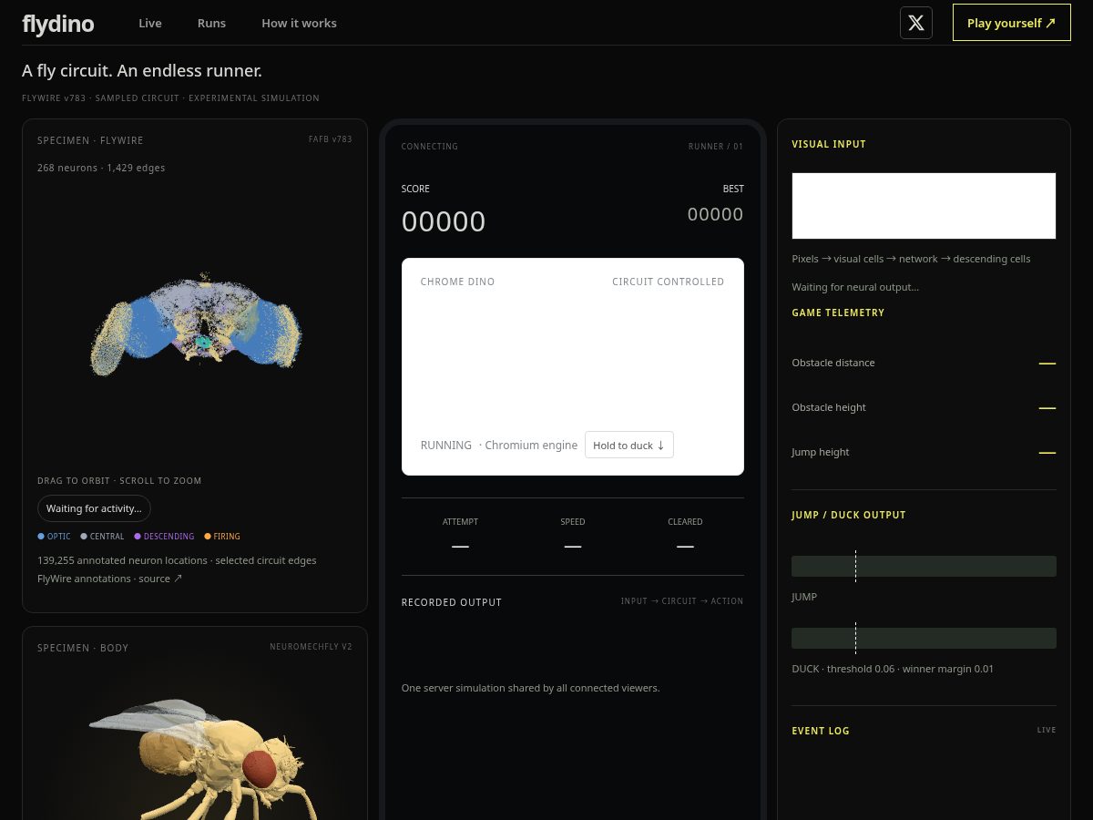 Landing-page snapshot of flydino.fun