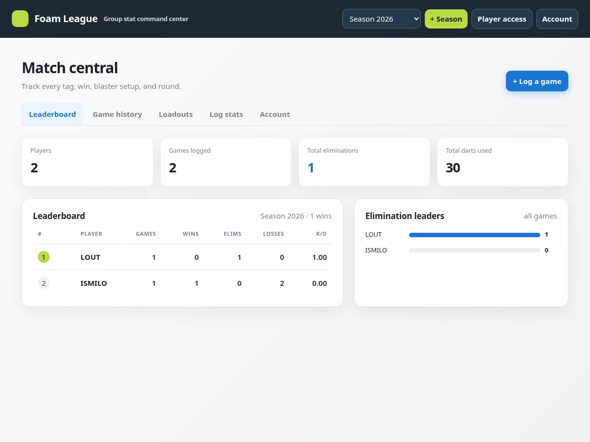 Landing-page snapshot of foamleague.company