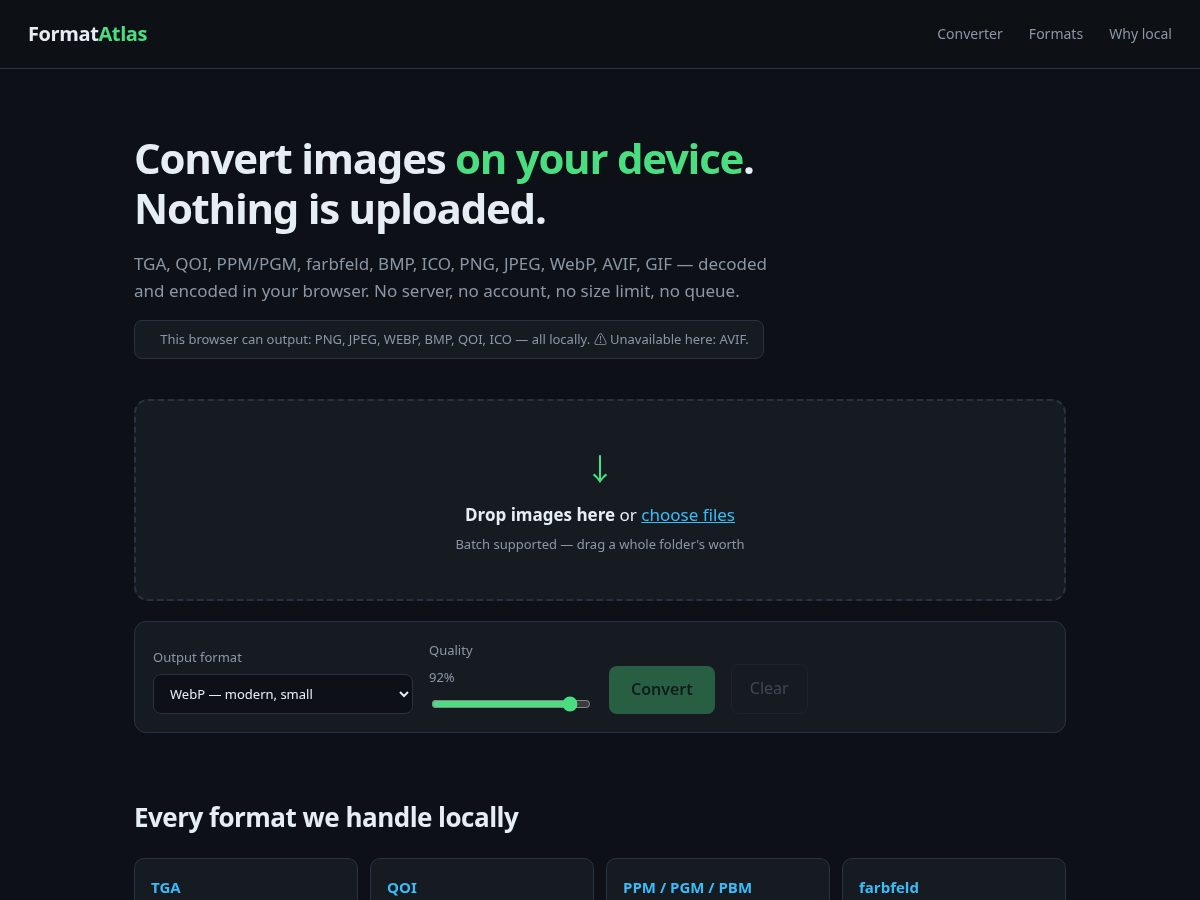Landing-page snapshot of formatatlas.com
