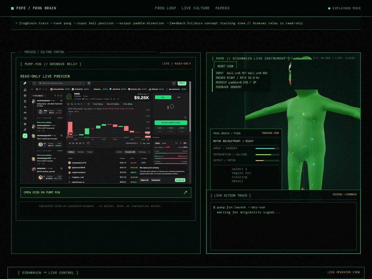 Landing-page snapshot of frogbrain.xyz