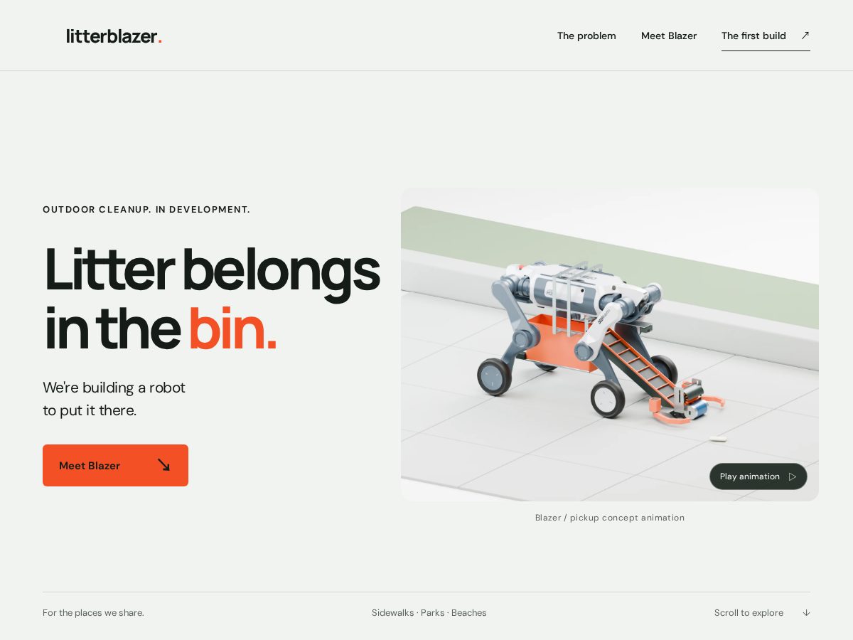 Landing-page snapshot of garbageblazer.com