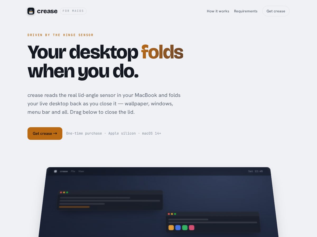 Landing-page snapshot of getcrease.app