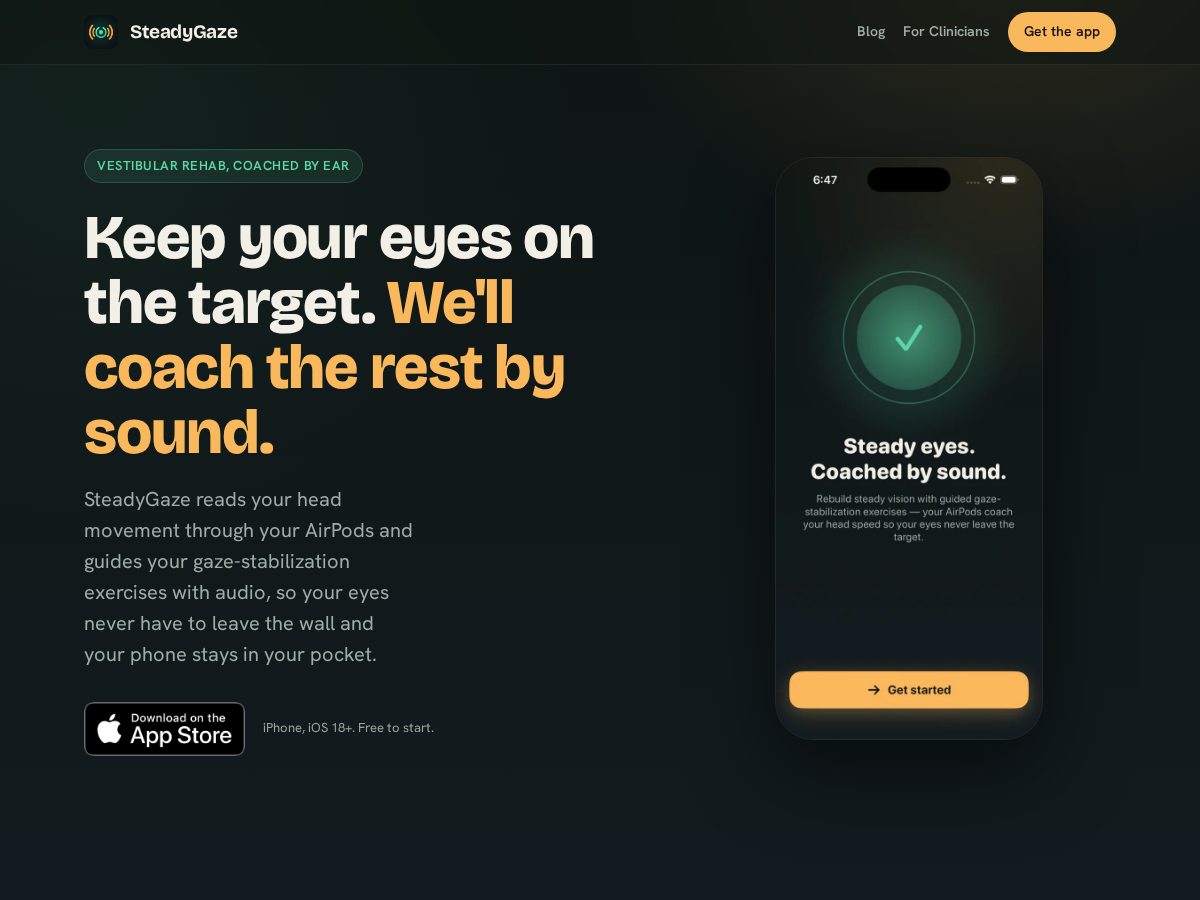 Landing-page snapshot of getsteadygaze.com