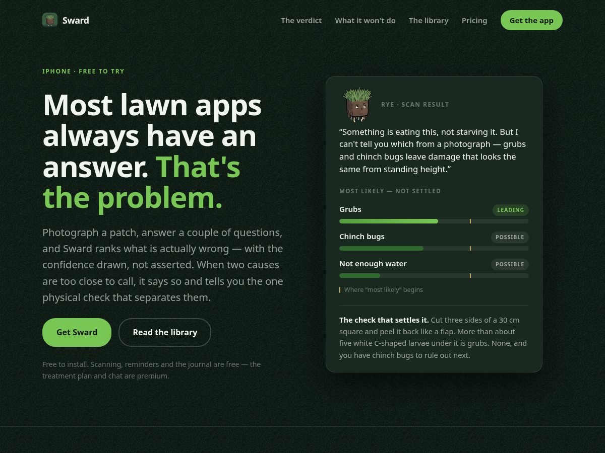 Landing-page snapshot of getsward.app