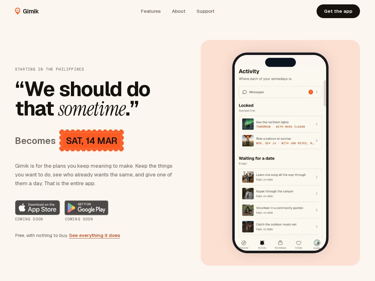 Landing-page snapshot of gimik.app