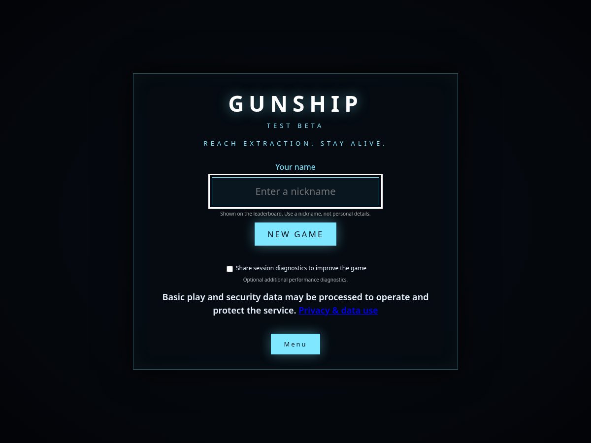 Landing-page snapshot of gunship.run
