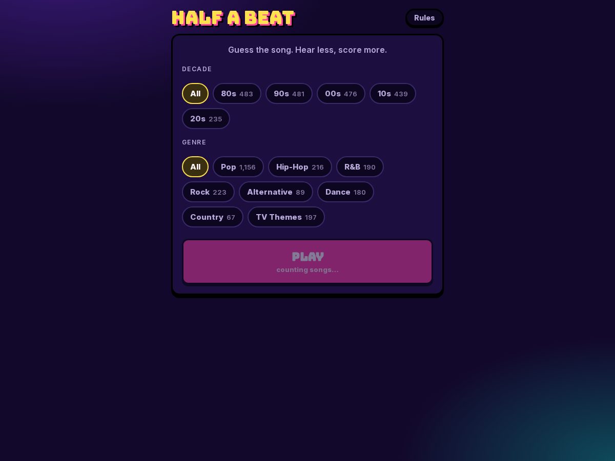 Landing-page snapshot of halfabeat.com