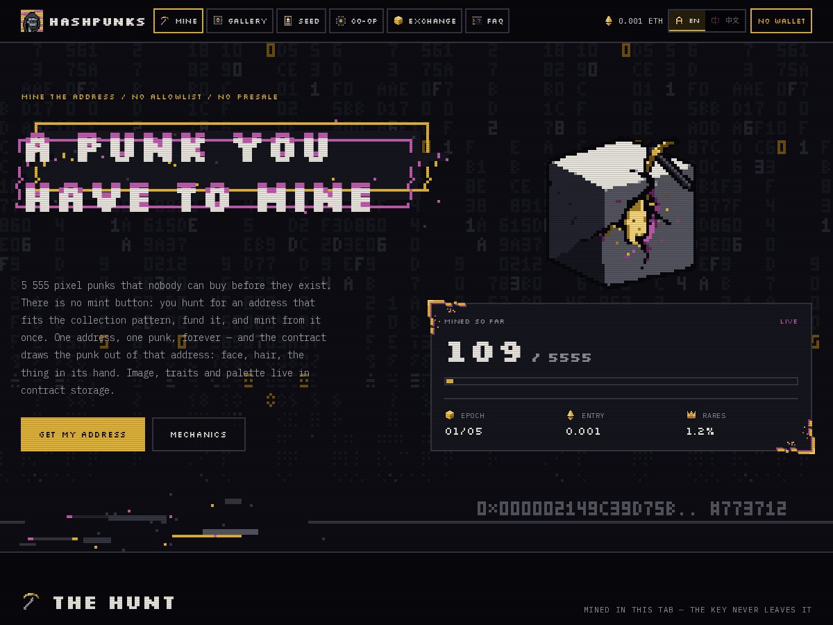 Landing-page snapshot of hashpunksrh.com