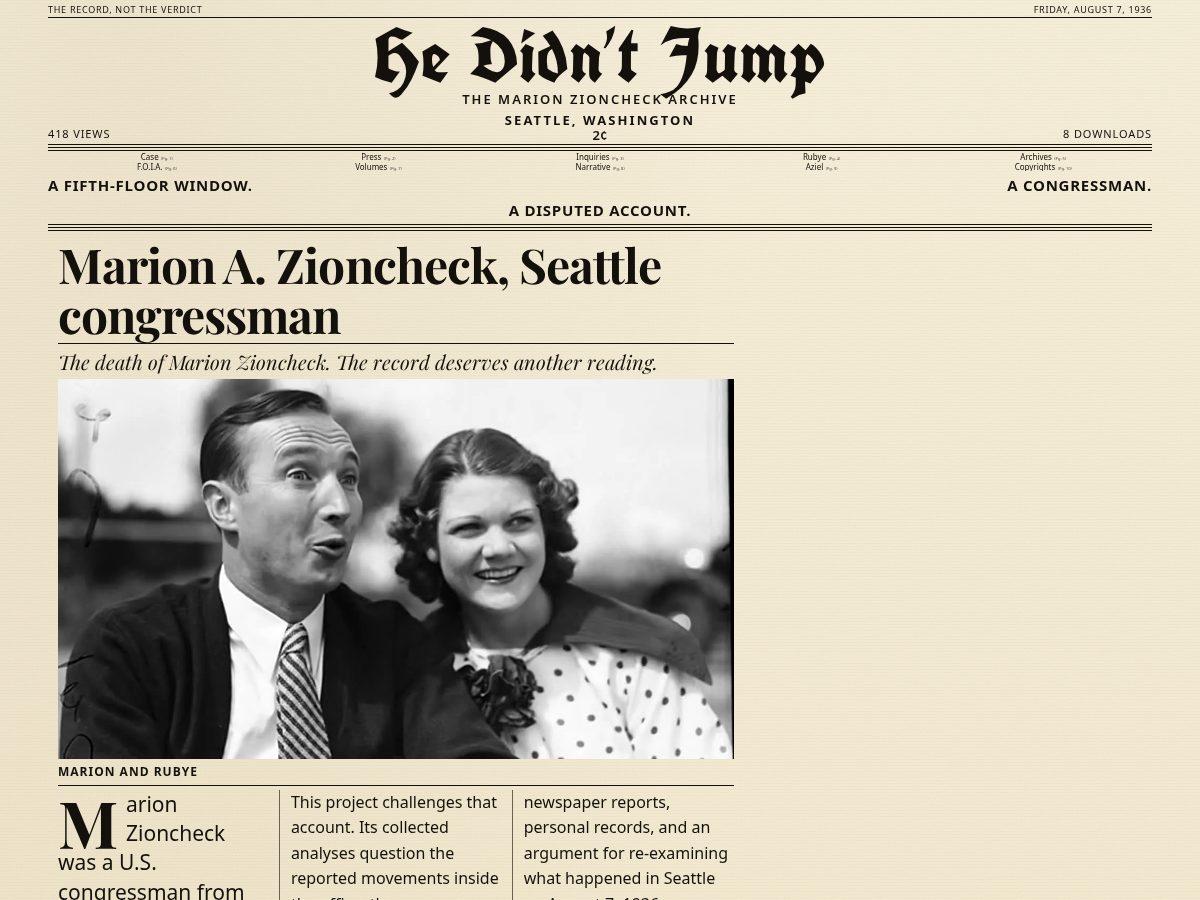 Landing-page snapshot of hedidntjump.com