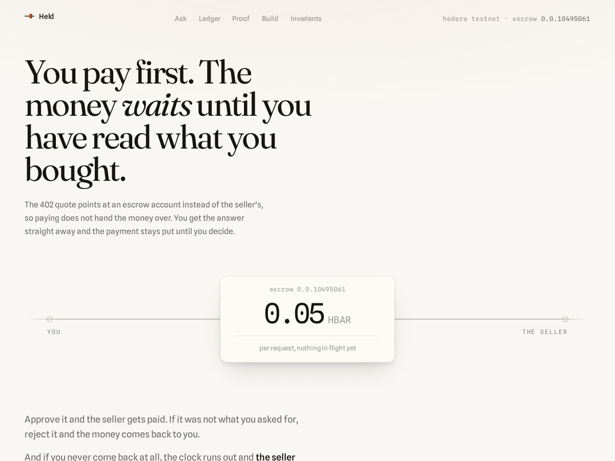 Landing-page snapshot of heldprotocol.xyz