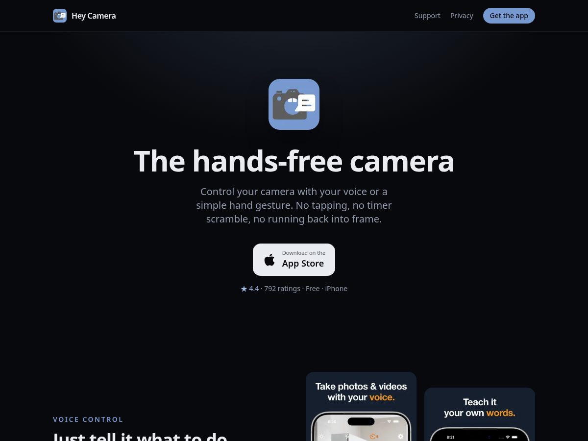 Landing-page snapshot of heycamera.app
