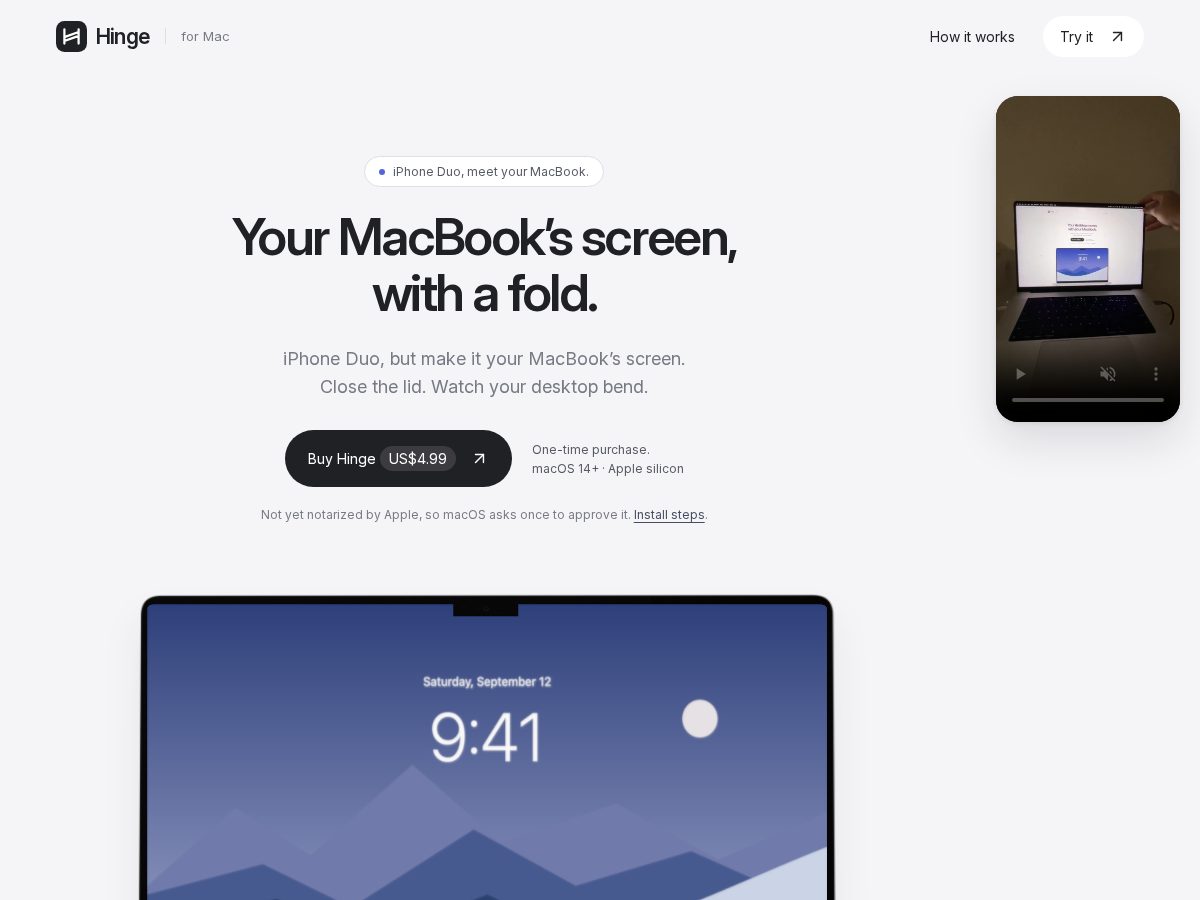 Landing-page snapshot of hinges.app