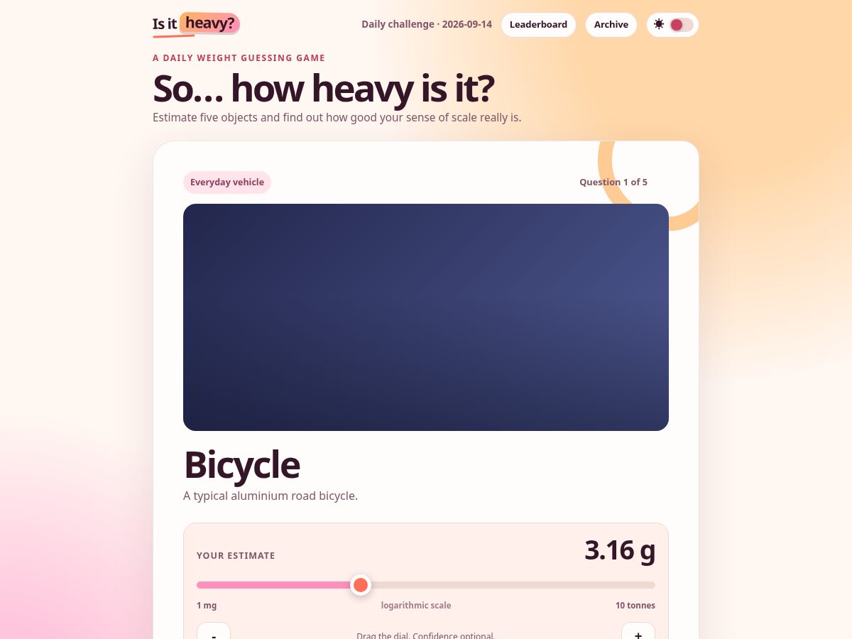 Landing-page snapshot of howheavy.app