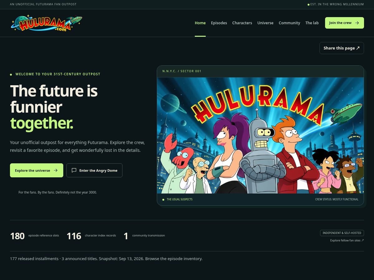Landing-page snapshot of hulurama.com