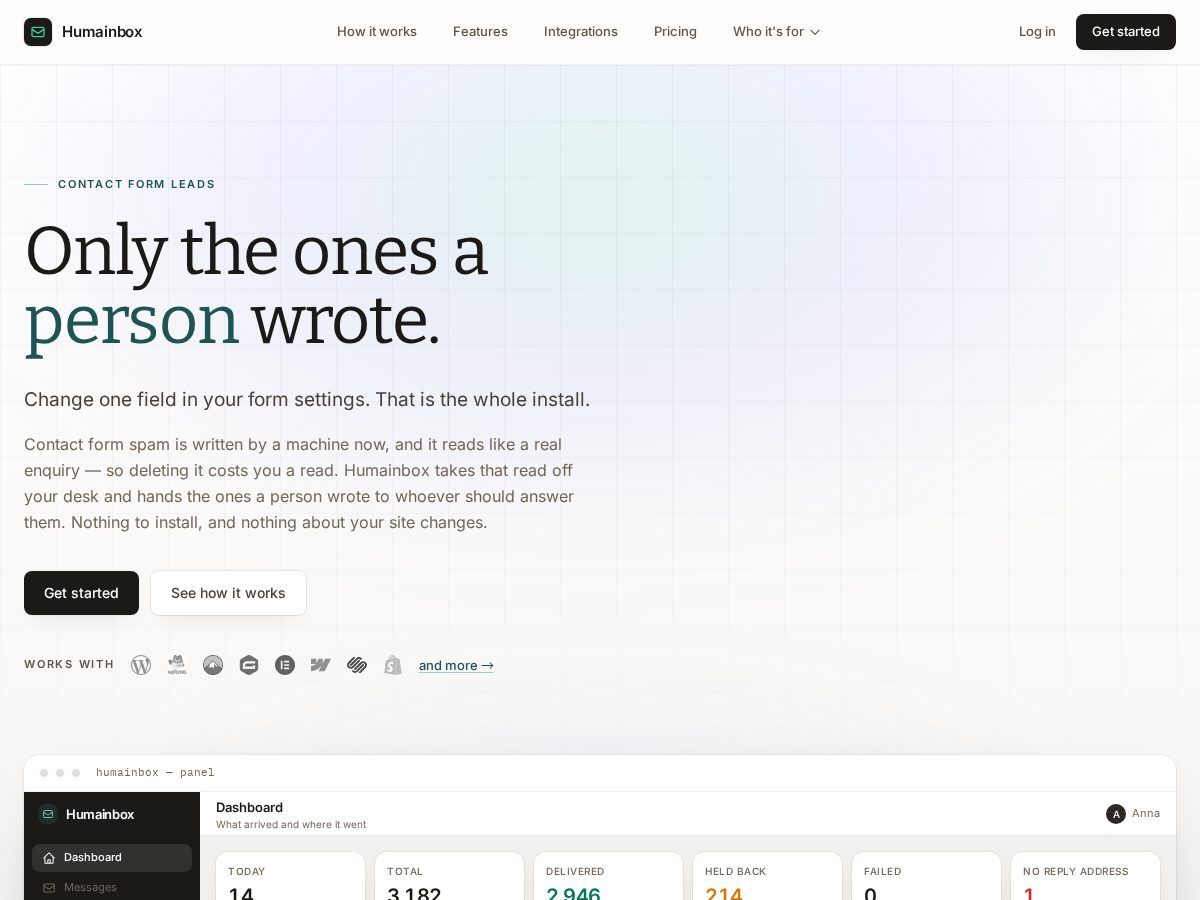 Landing-page snapshot of humainbox.com