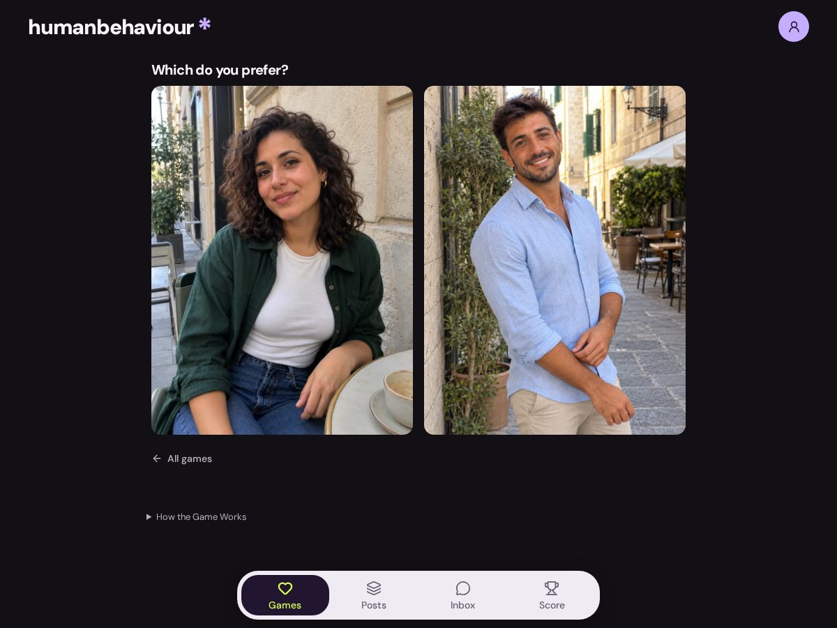 Landing-page snapshot of humanbehaviour.app