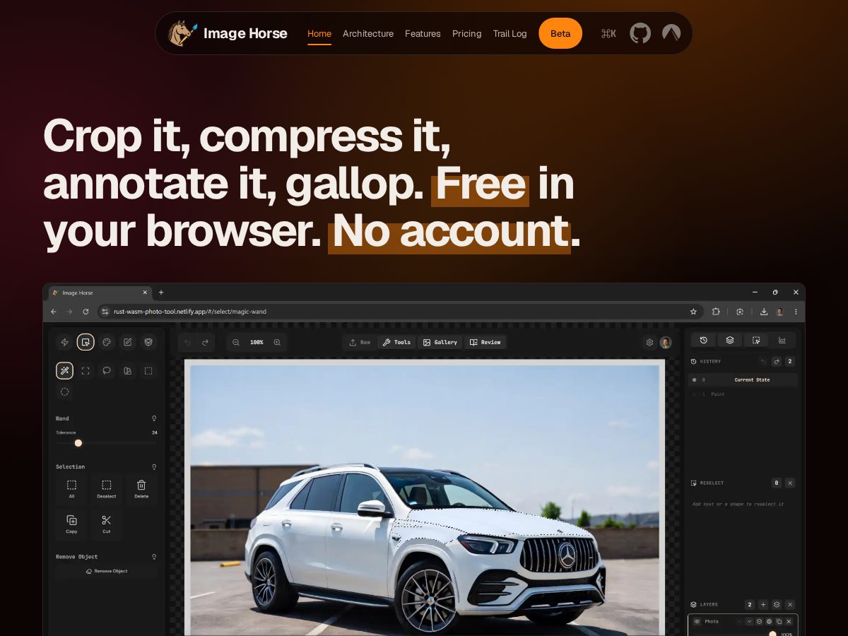 Landing-page snapshot of imagehorse.app