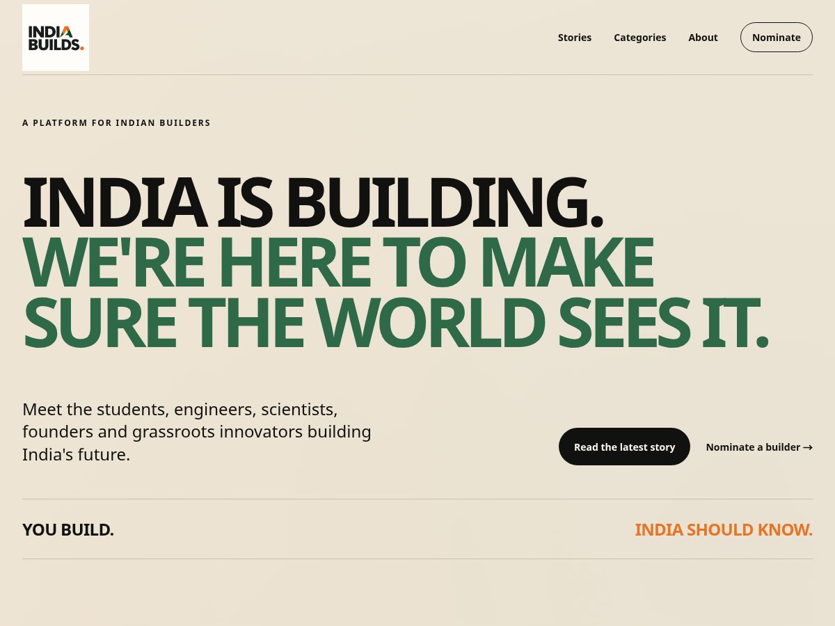 Landing-page snapshot of indiabuilds.org