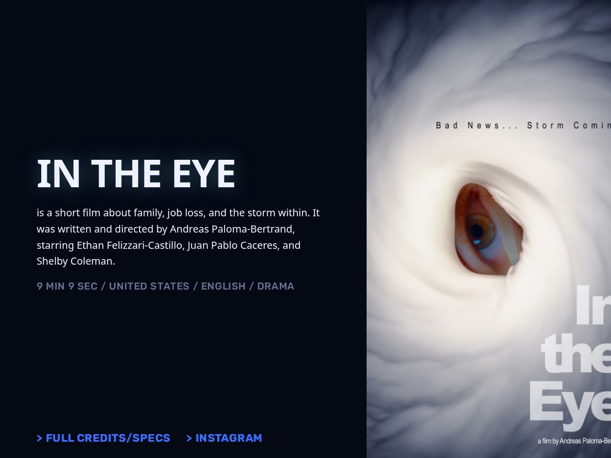 Landing-page snapshot of intheeyefilm.com