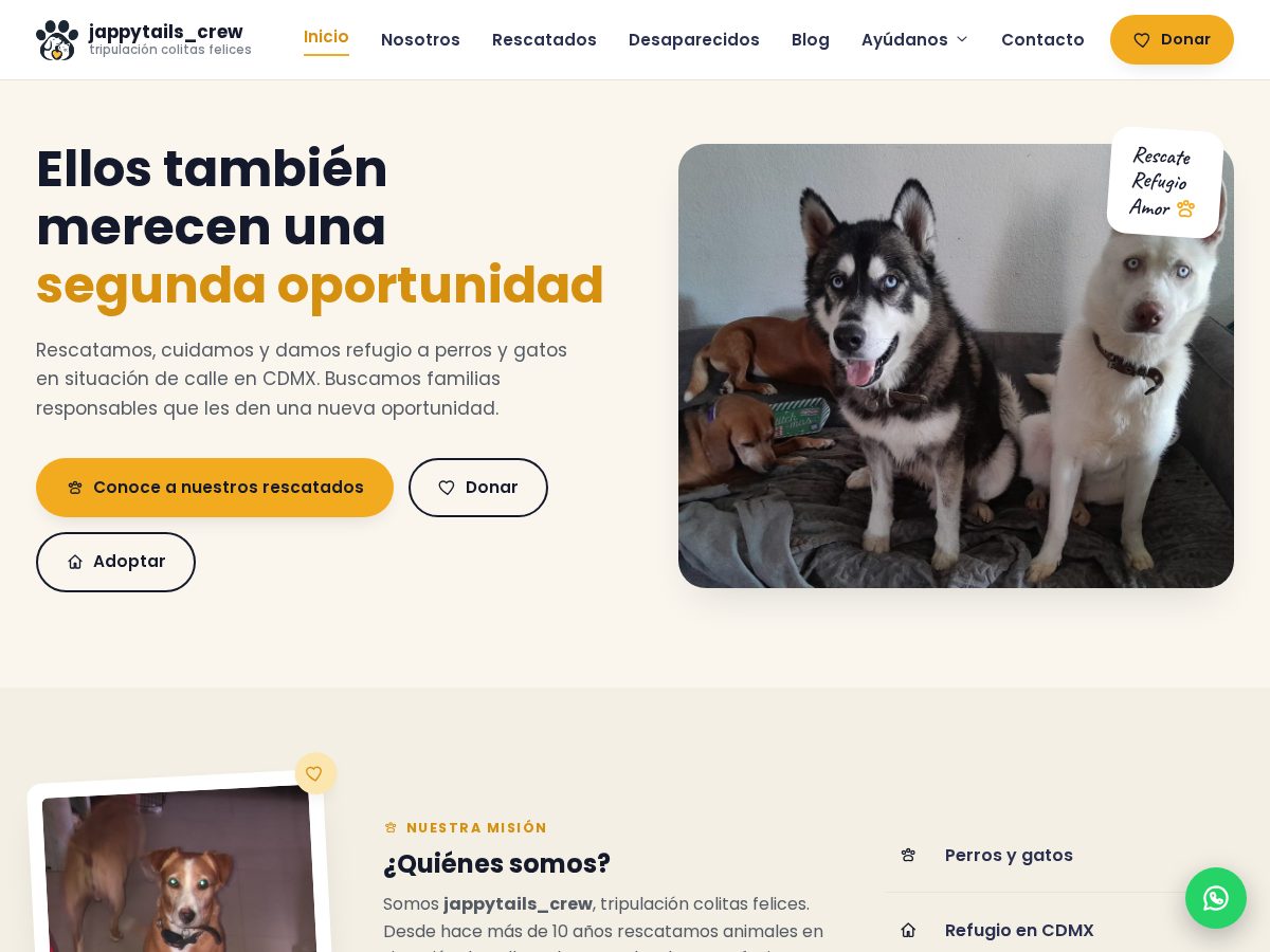Landing-page snapshot of jappytails.org