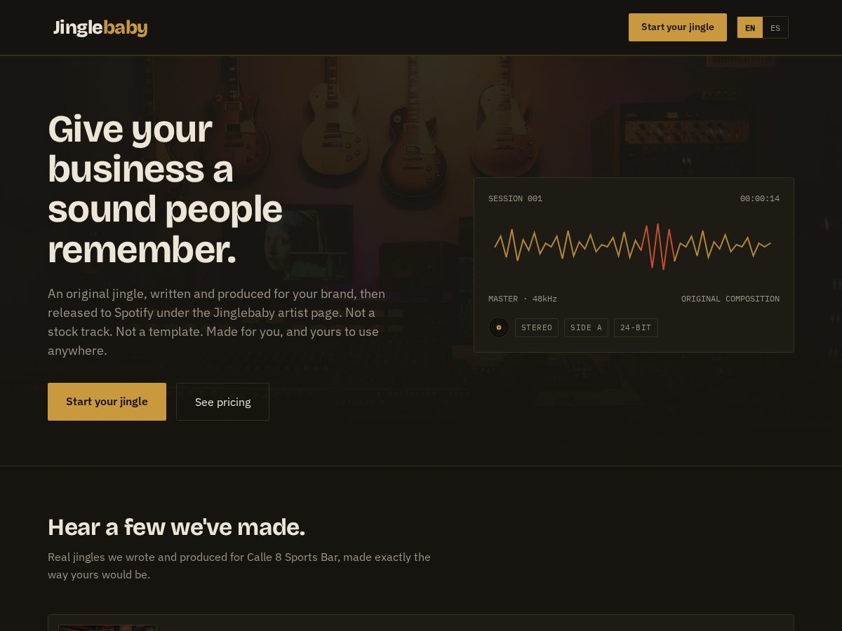 Landing-page snapshot of jinglebabystudio.com