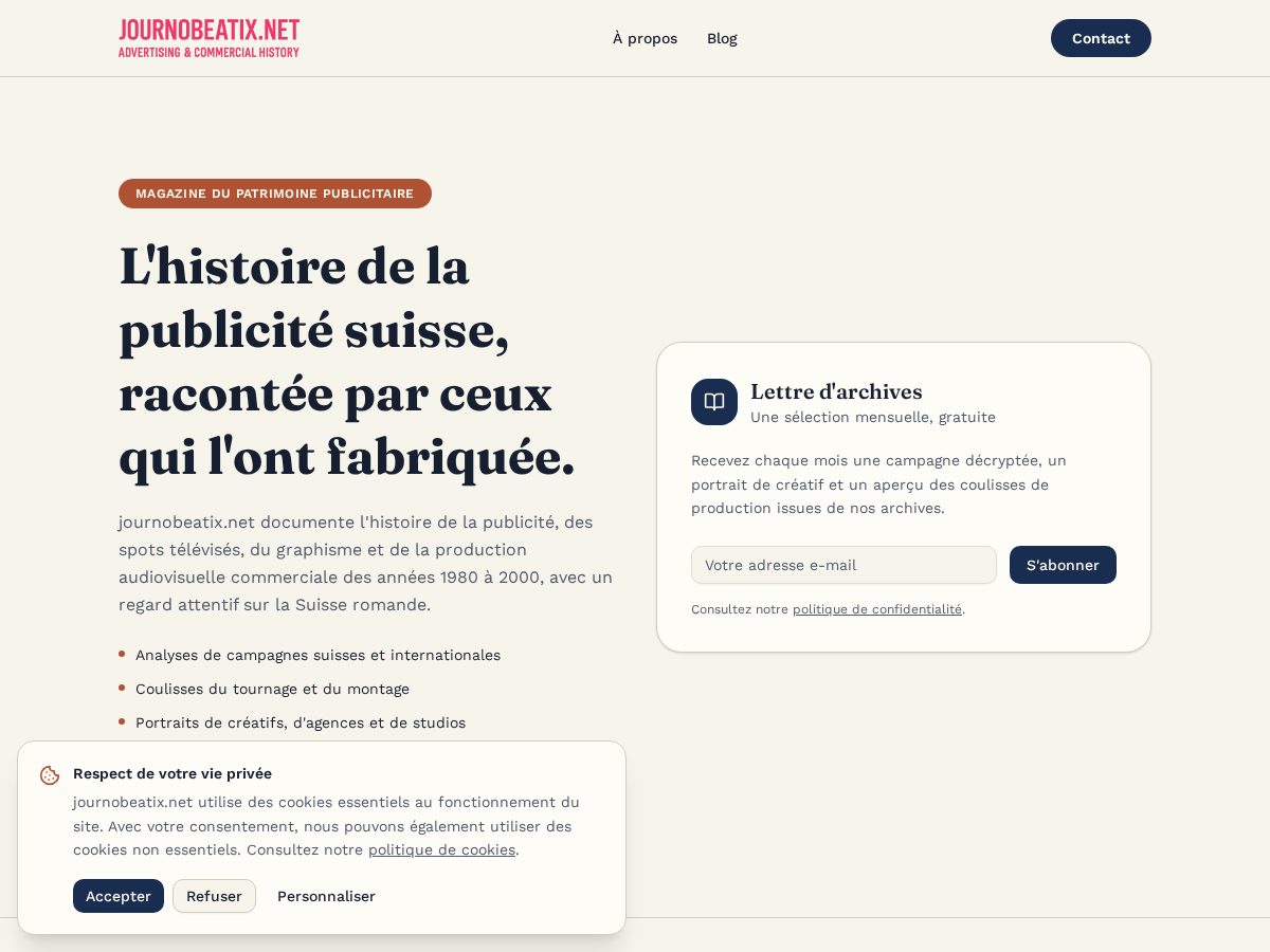 Landing-page snapshot of journobeatix.net