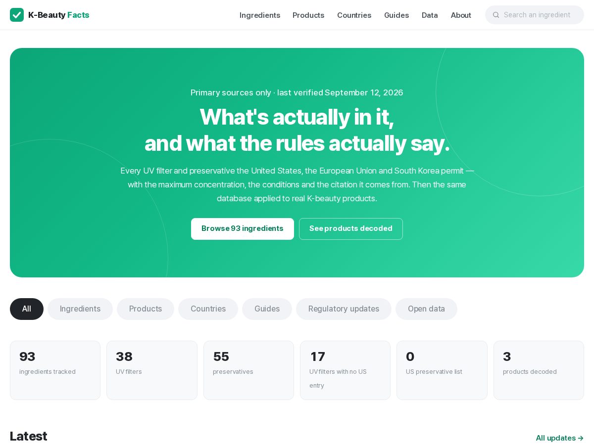 Landing-page snapshot of kbeautyfacts.com