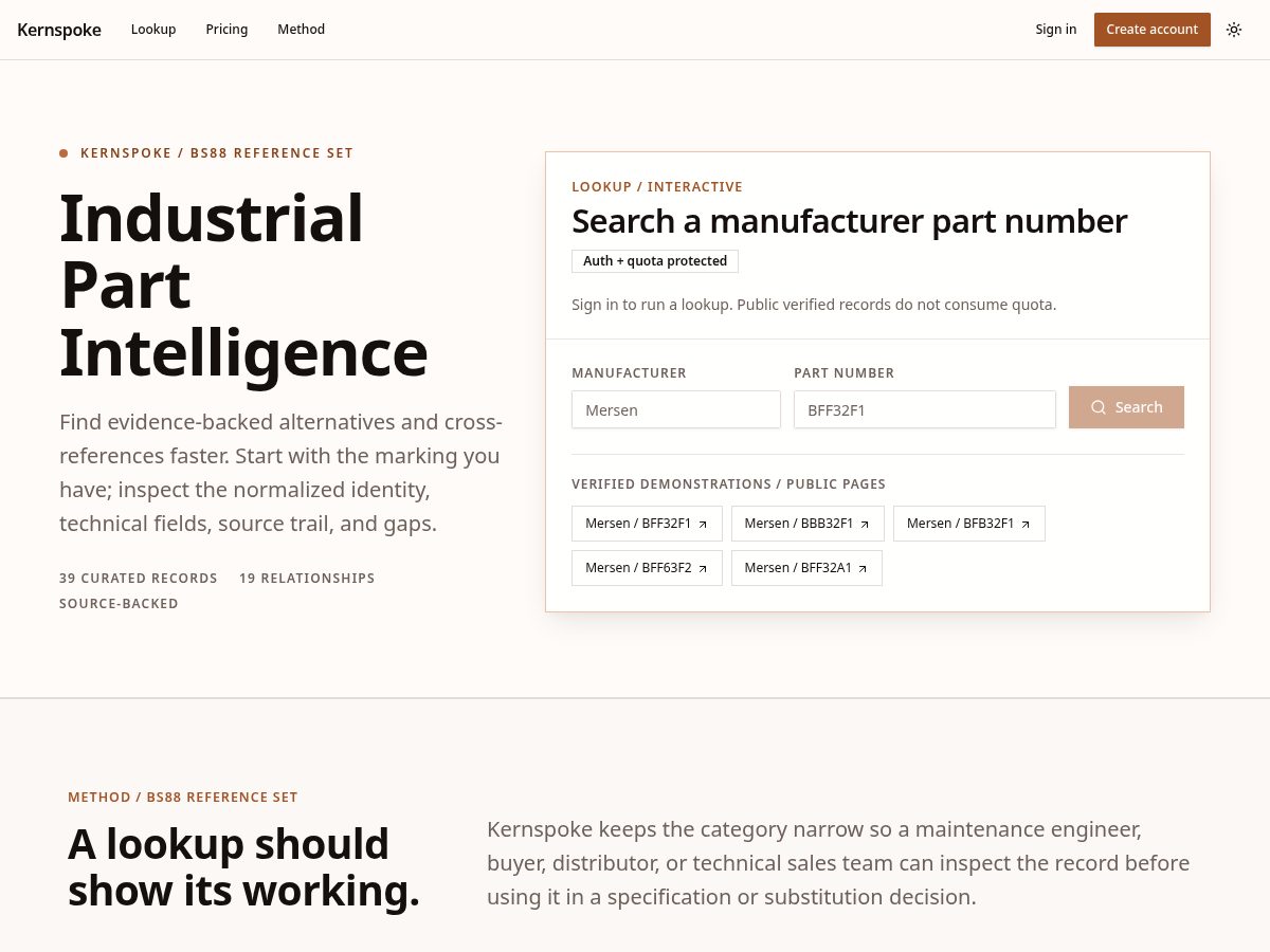 Landing-page snapshot of kernspoke.com
