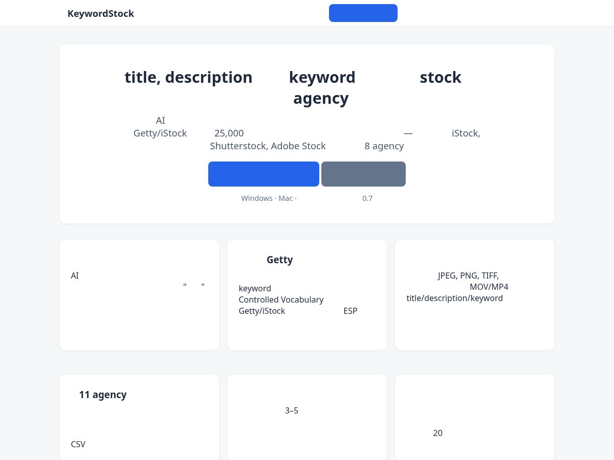 Landing-page snapshot of keywordstock.com