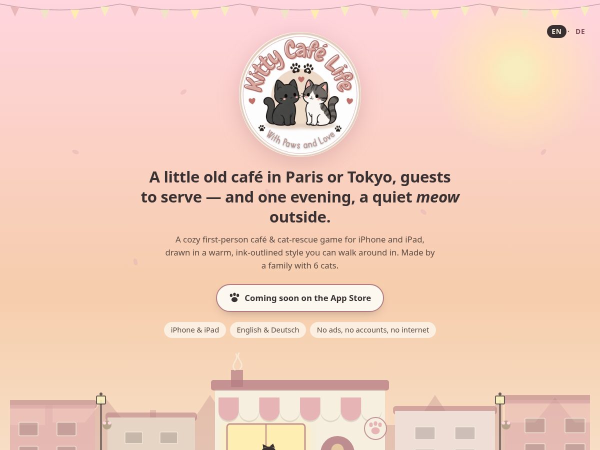 Landing-page snapshot of kittycafelife.com