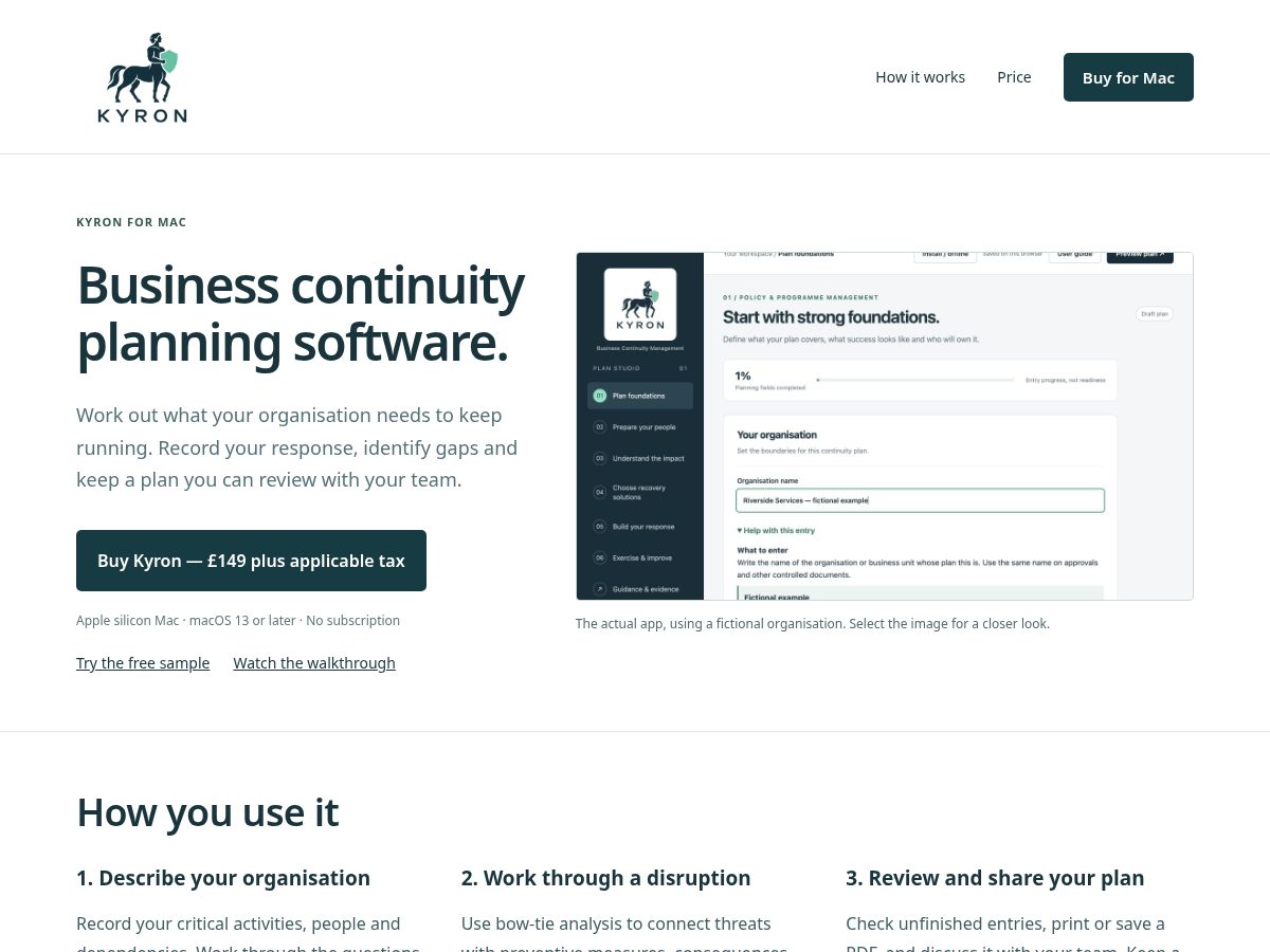 Landing-page snapshot of kyronbcp.com