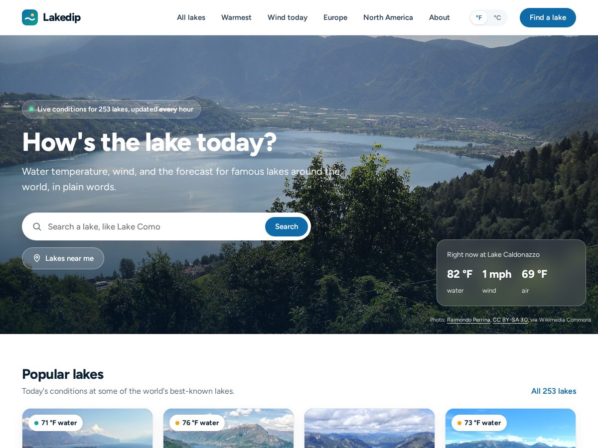 Landing-page snapshot of lakedip.com