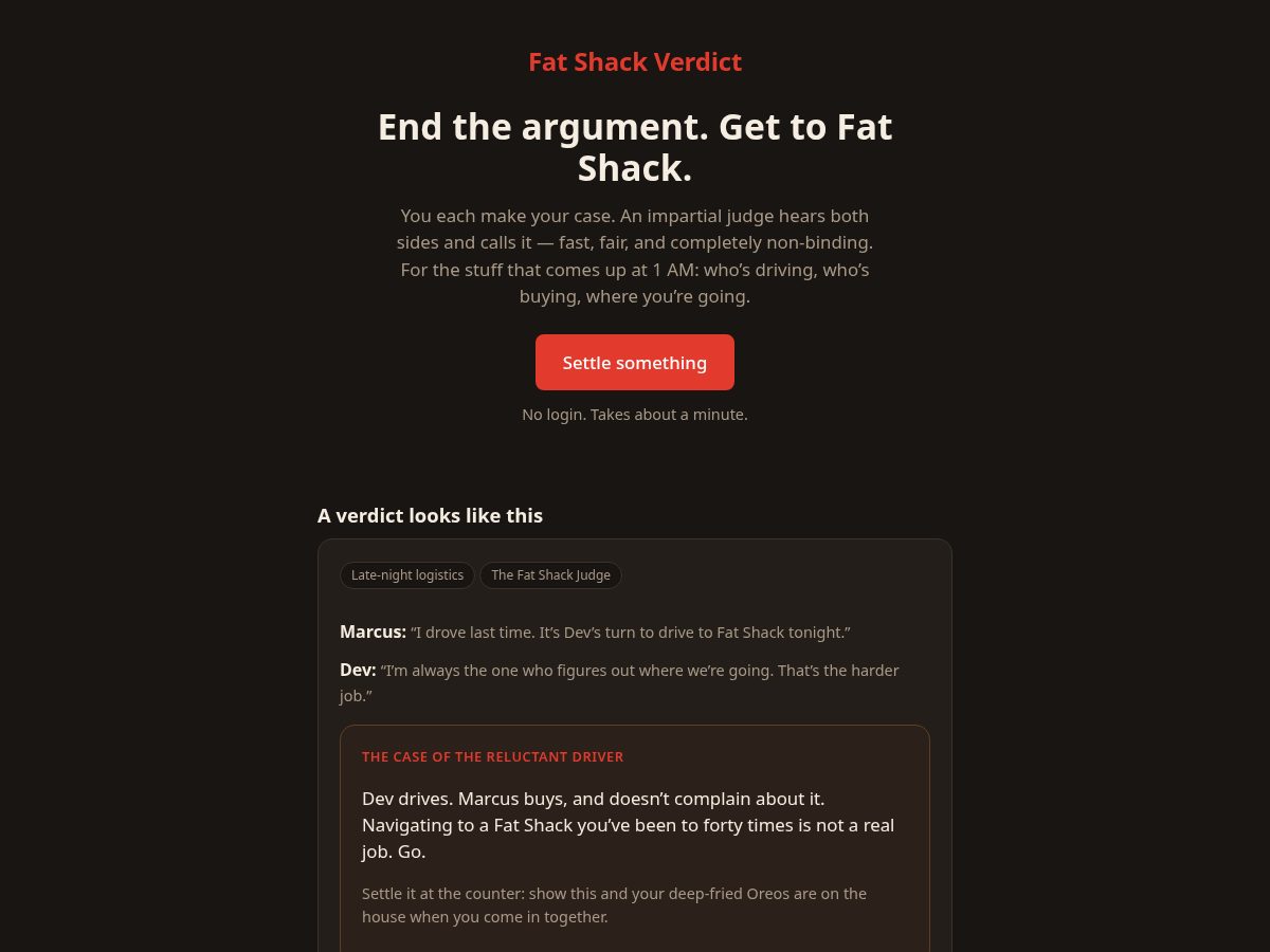 Landing-page snapshot of latenightjudge.com