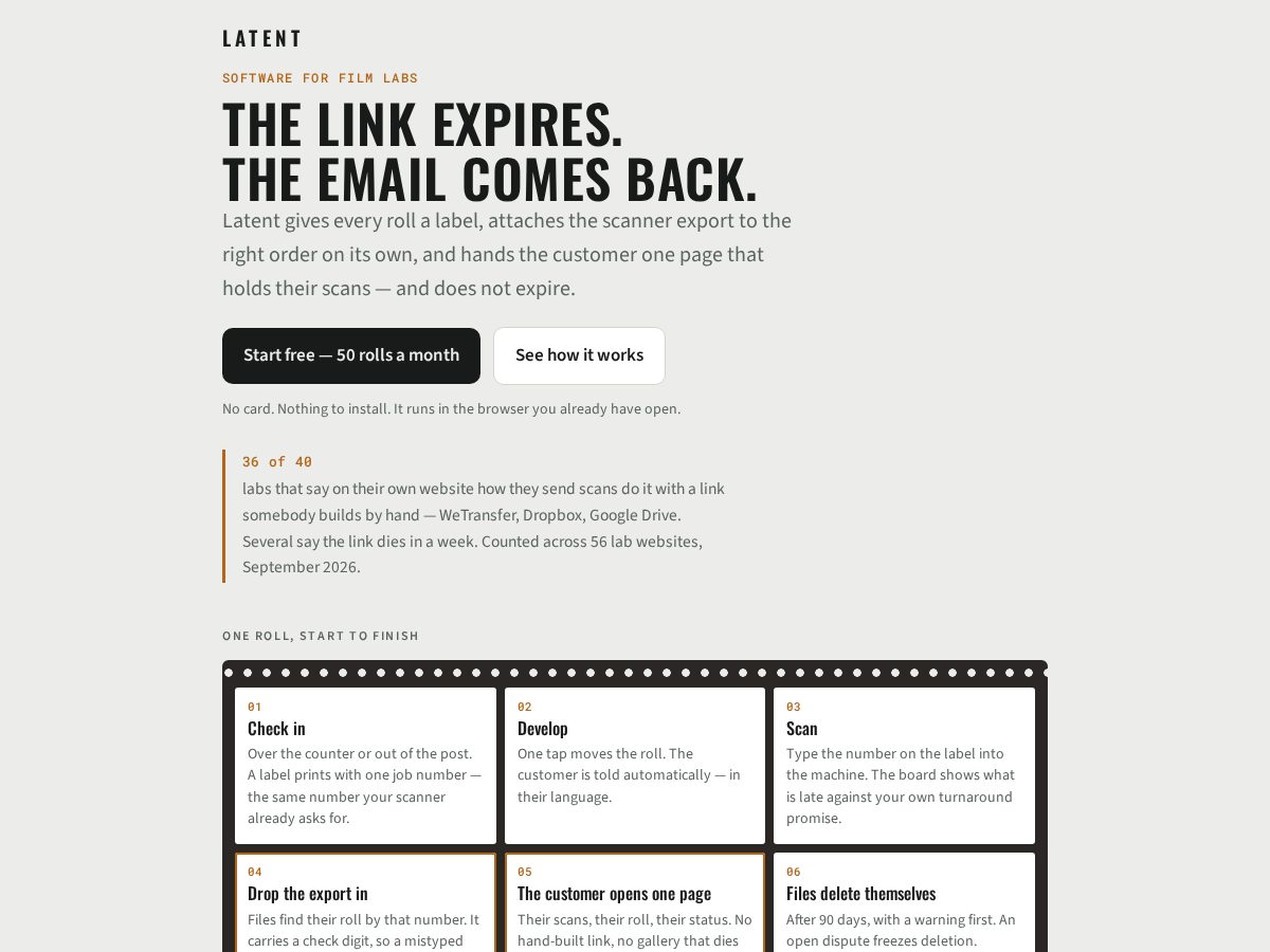 Landing-page snapshot of latentfilmlab.com