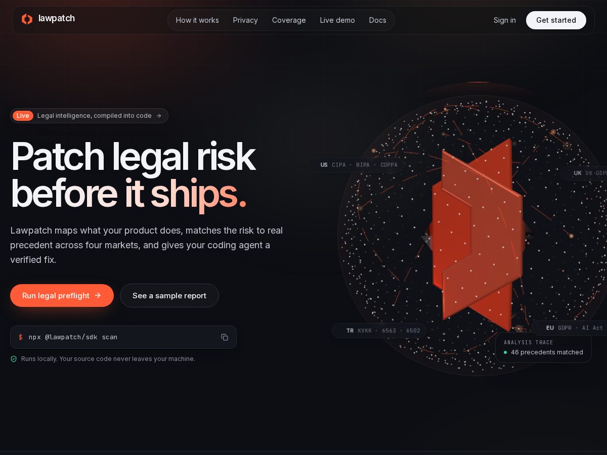 Landing-page snapshot of lawpatch.studio