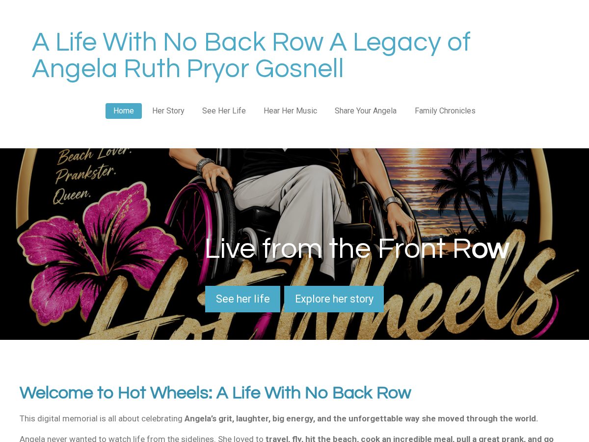 Landing-page snapshot of legacyofangelapryorgosnell.com