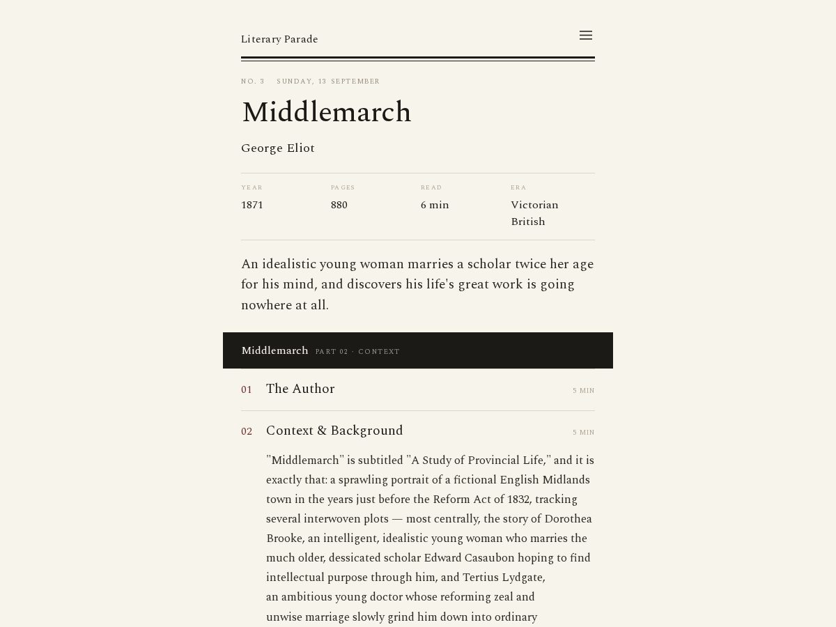 Landing-page snapshot of literaryparade.com
