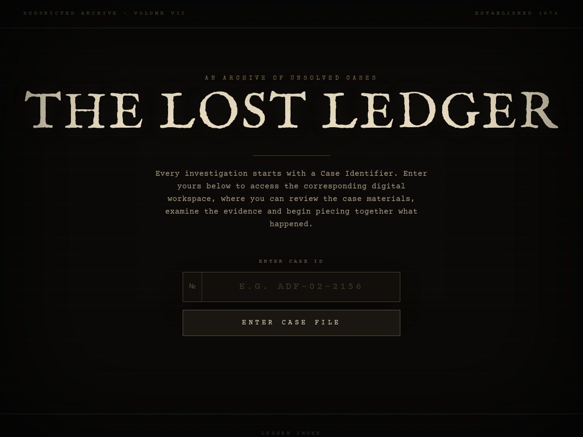 Landing-page snapshot of lostledger.work