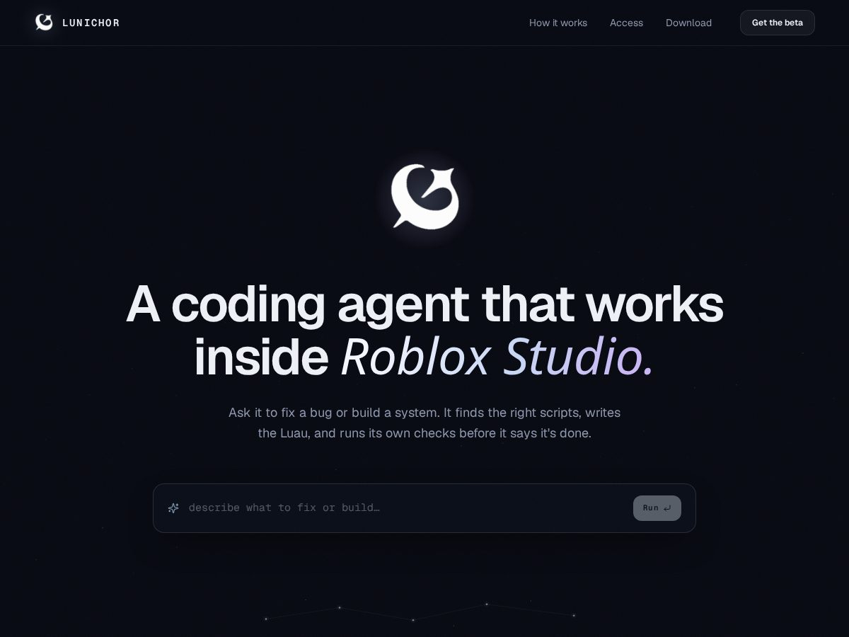 Landing-page snapshot of lunichor.com