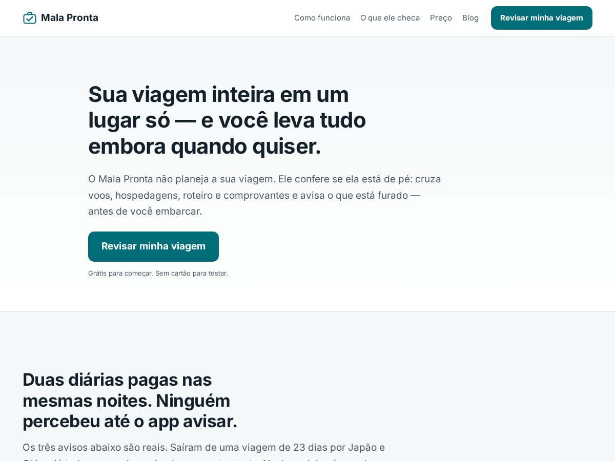 Landing-page snapshot of malaquasepronta.app
