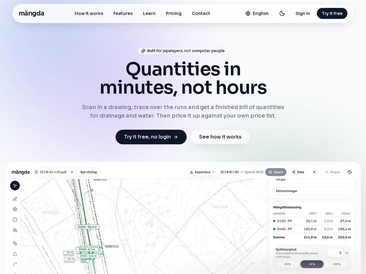 Landing-page snapshot of mangda.app