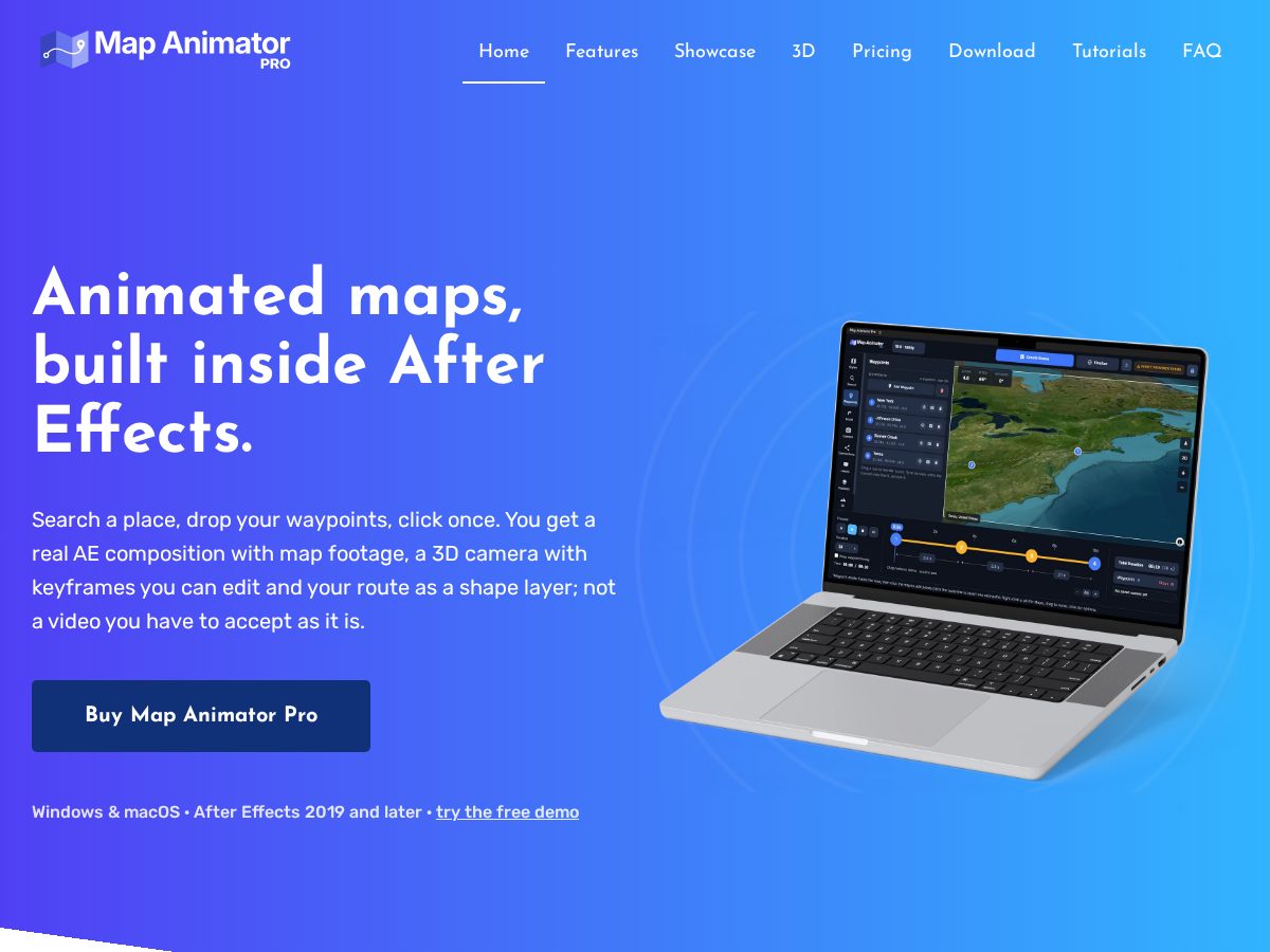 Landing-page snapshot of mapanimatorpro.com