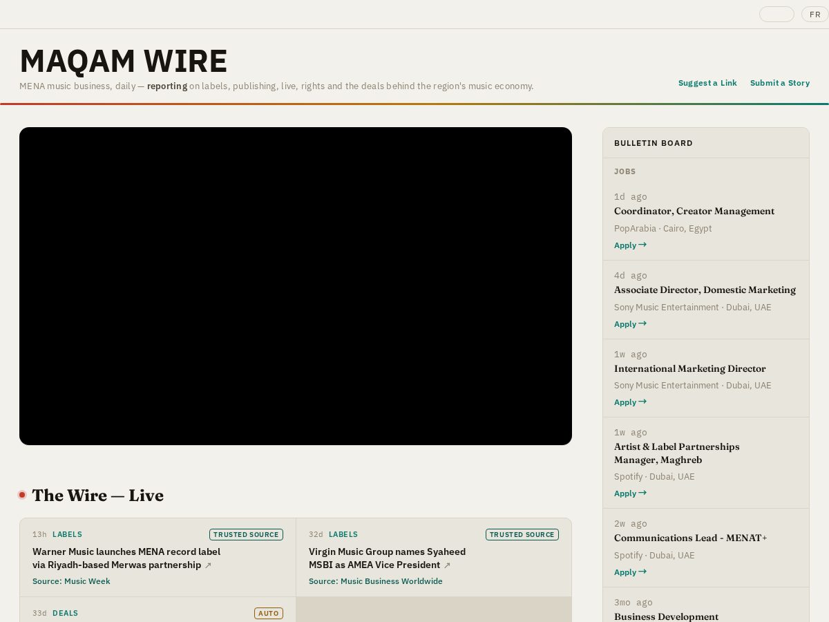 Landing-page snapshot of maqamwire.com
