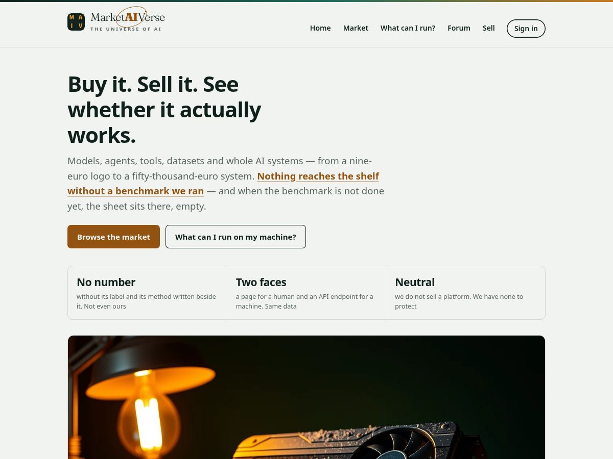 Landing-page snapshot of marketaiverse.com